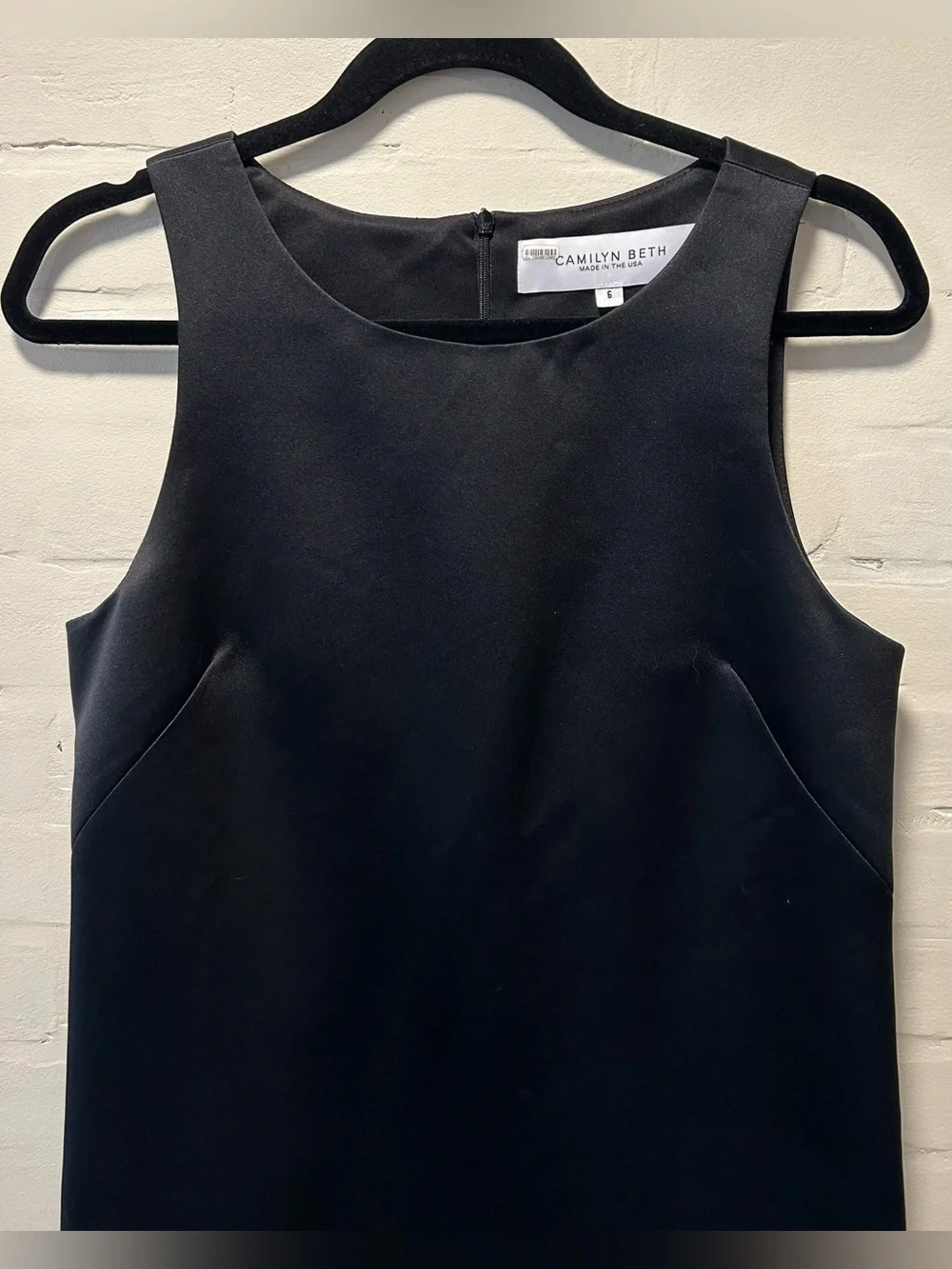 Camilyn Beth Sasha Black Satin Ruffle Flounce Hem Mini Dress Size 6 - Picture 5 of 9